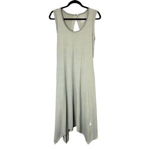 Cuddl Duds Womens Olive Midi Dress Sz M Asymmetrical Flowy Lagenlook Loungewear